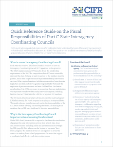 Cover image of the Quick Reference Guide on Fiscal Responsibilities of Part C State Interagency Councils